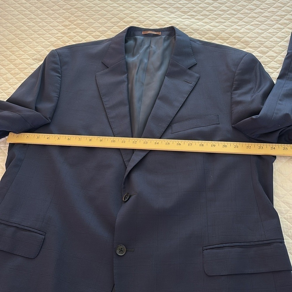 Peter Millar Navy Blue Plaid  Virgin Wool Two Button Blazer Sport Coat Men's 48R - Picture 6 of 10